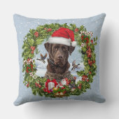 Coussin Récupérateur de chocolat Labrador, couronne de Noë (Verso)