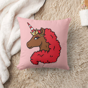 Coussin Red Afro Unicorn