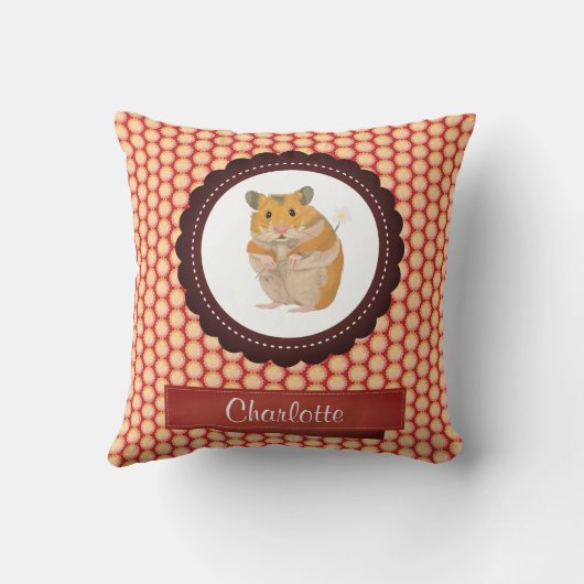 Coussin Red Ajouter Votre Nom Hamster (Verso)