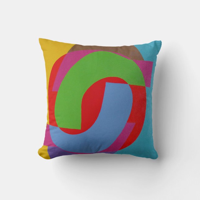 Coussin Red and Green Abstract Throw Pillow (Recto)
