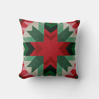 Coussin Red and green quilt star design