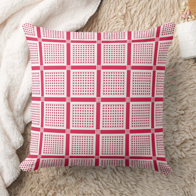 Coussin Red and white geometric checkered pattern retro    (Couverture)