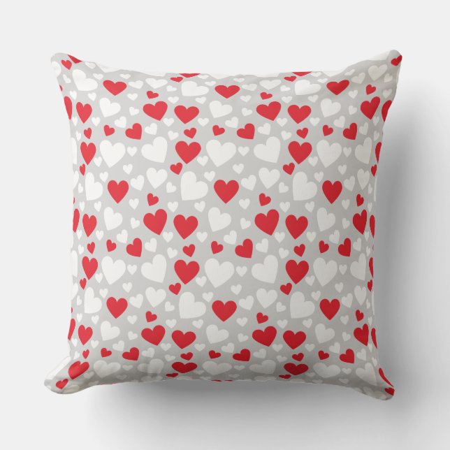 Coussin Red and White Hearts Throw Pillow (Recto)