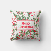 Coussin Red Berries Festive Motif Joyeux Noël (Recto)