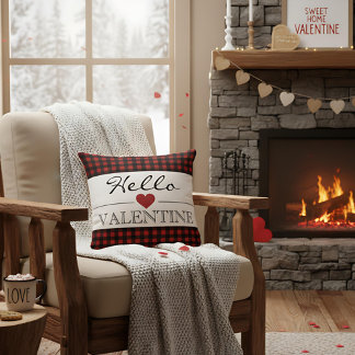 Coussin Red & Black Hello Valentine Plaid Gingham