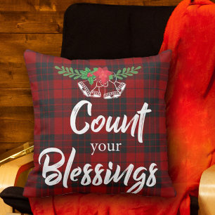 Coussin Red Black Plaid Count Your Blessings