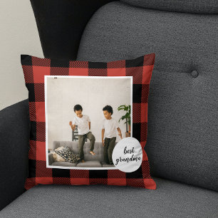 Coussin Red Buffalo Plaid Meilleur Cadeau Grand-Mère Avec 