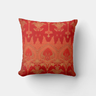 Coussin Red Damask Vintage Elegant Brocade Cushion