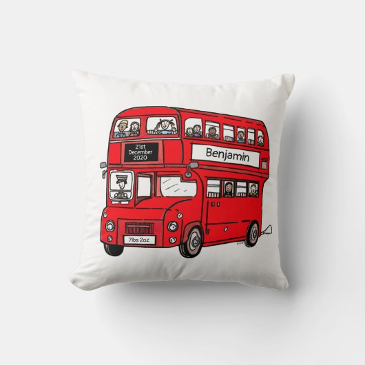 Coussin Red Double Decker London Bus Nouveau-né Cadeau (Recto)