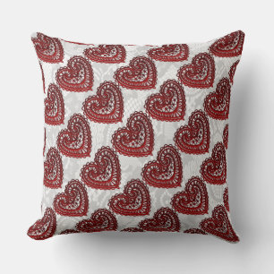 Coussin Red Faux Lace Valentine Coeurs