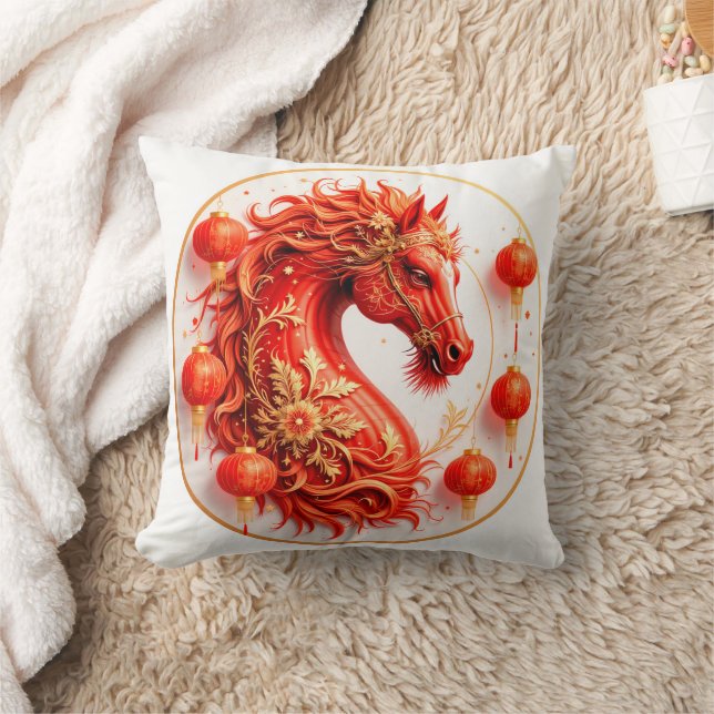 Coussin Red Fire Horse - Conception de la fête du Nouvel A (Couverture)