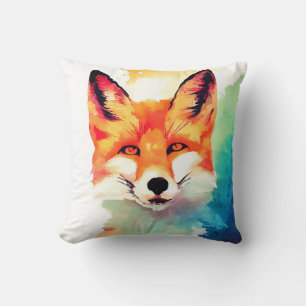 Coussin Red Fox Wild Nature Animal Couleur Art Peinture
