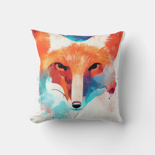 Coussin Red Fox Wild Nature Animal Couleur Art Peinture