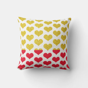 Coussin Red Gold Golden Hearts Motifs Ombre 2022 mignon