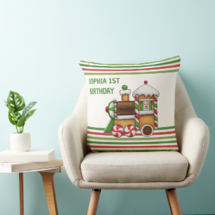 Coussin Red Green Chugga Chugga Train 1er Anniversaire mig