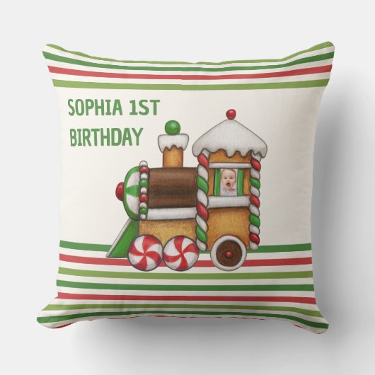 Coussin Red Green Chugga Chugga Train 1er Anniversaire mig (Recto)
