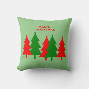 Coussin Red Green Fun Moderne Joyeux Arbres de Noël