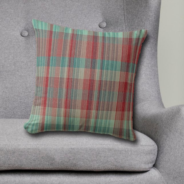 Coussin Red Green Tweed Plaid (Créateur téléchargé)