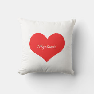 Coussin Red Heart Nom personnalisé Monograms Cadeau Faveur