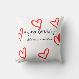 Coussin Red heart shaphappy anniversaire ajouter nom texte