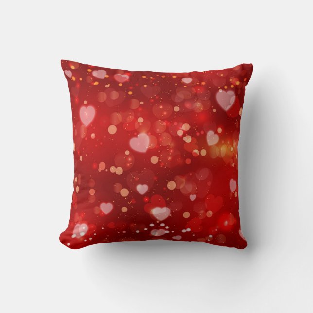 Coussin Red Hearts et Bokeh (Recto)