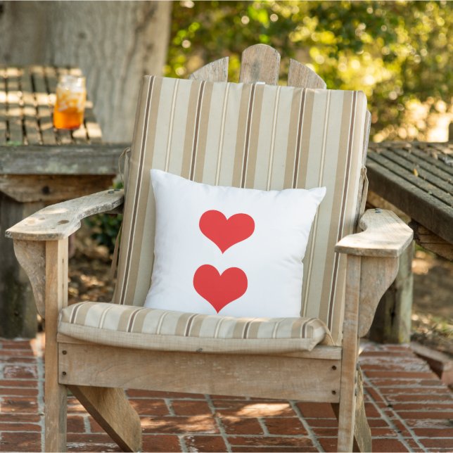 Coussin Red Hearts Valentine's Day Blanc personnalisé coul (Chaise)