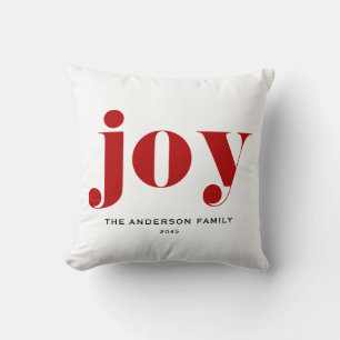 Coussin Red JOY Bold Typographie moderne Noël
