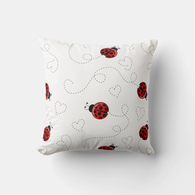 Coussin Red Ladybug Beetle Insect Lover Black Hearts (Recto)