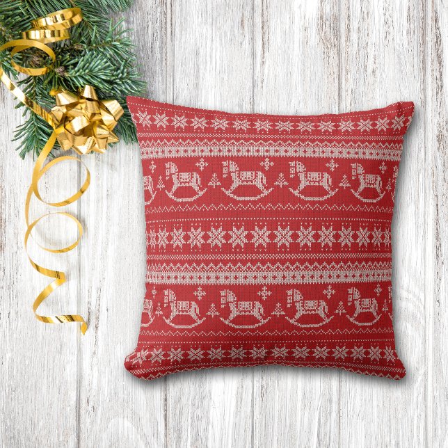 Coussin Red Nordic Style Rocse Noël (Créateur téléchargé)