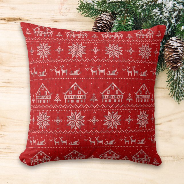 Coussin Red Nordic Style Sweet Home Noël (Créateur téléchargé)