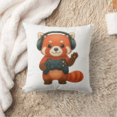 Coussin Red Panda Gamer, contrôleur de jeu et casques (Couverture)
