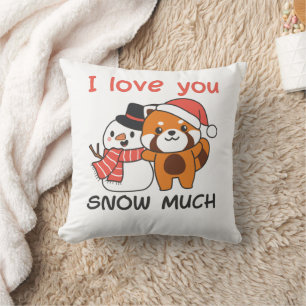 Coussin Red Panda I Love You Snow Much Snow Pun