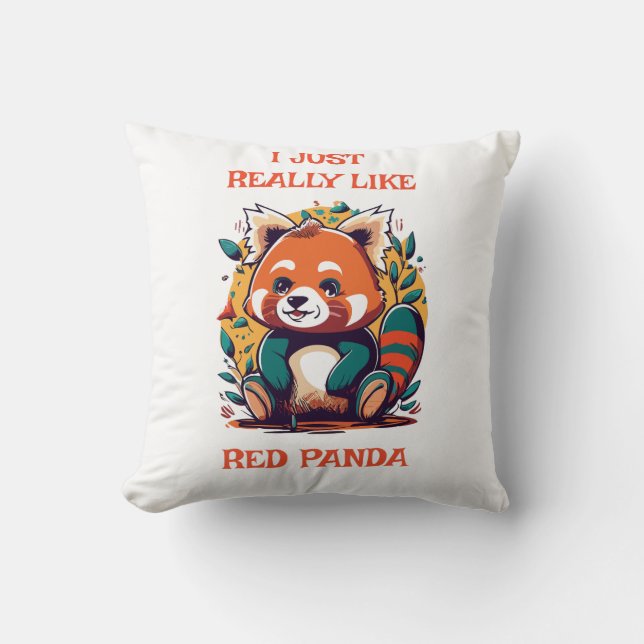 Coussin Red Panda, J'Aime Vraiment Red Panda (Recto)