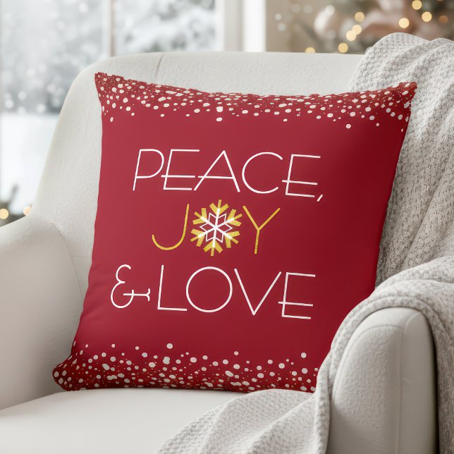 Coussin Red Peace Jove Love Holiday Snowflake Bold Modern (Créateur téléchargé)