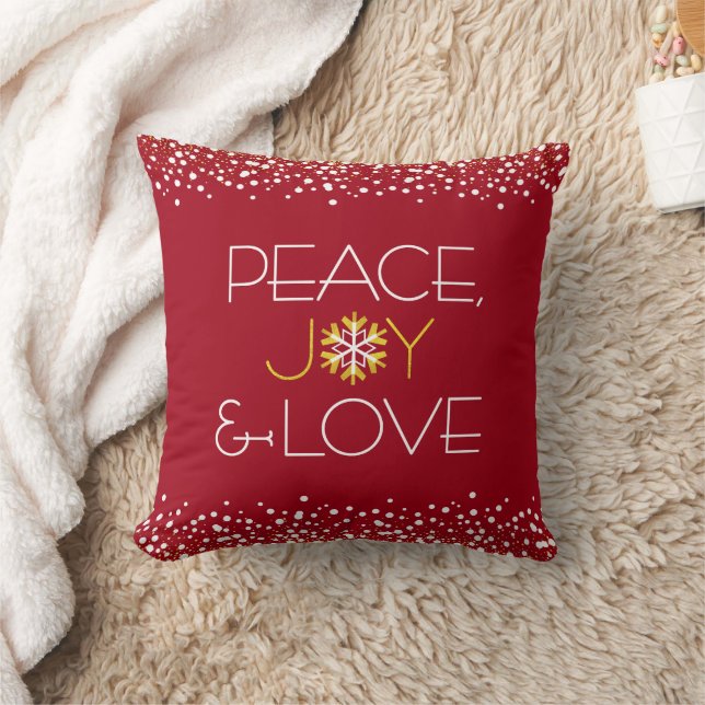 Coussin Red Peace Jove Love Holiday Snowflake Bold Modern (Couverture)