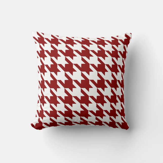 Coussin Red Pied De Poule Houndstooth blanc (Recto)