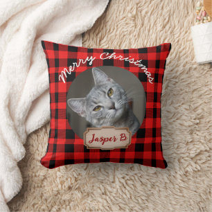 Coussin Red Plaid Noël vacances pour animaux de compagnie 