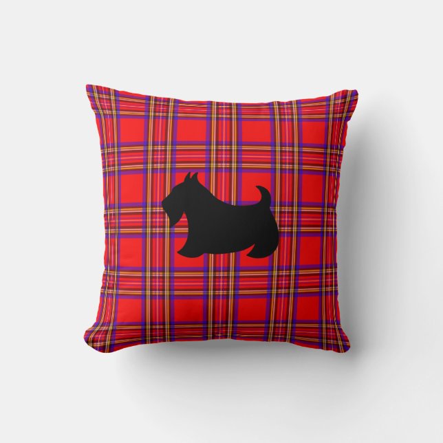 Coussin Red Plaid Scottish Terrier Scotty Scotty Chien Lan (Recto)