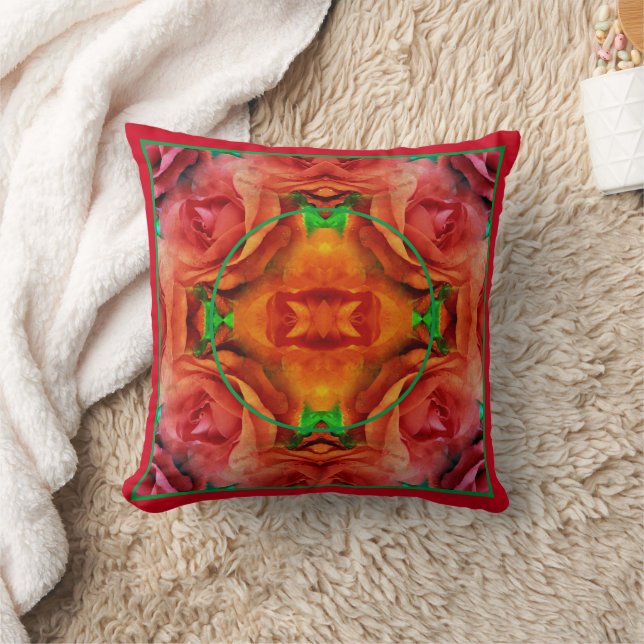 Coussin Red Rose Floral Nature Frame Ajouter Votre Photo (Couverture)