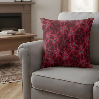 Coussin Red Rose Kaleidoscope Floral Pattern