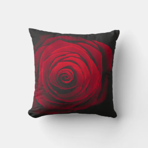 Coussin Red rose on black background vintage effect