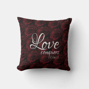 Coussin Red Roses LOVE CONQUÊTES Écriture personnalisée