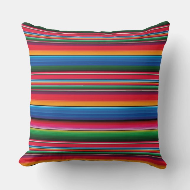 Coussin Red serape saltillo traditional mexican blanket (Recto)