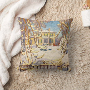 Coussin Red Sleigh House, Hiver Lawren Harris