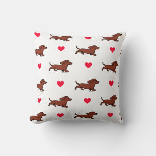 Coussin Red Smooth Dachshund Valentine Red Hearts