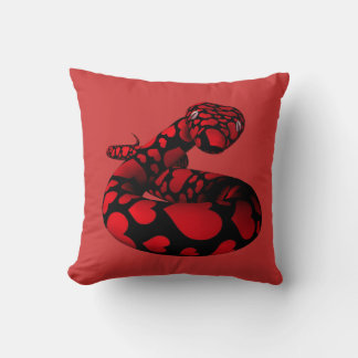Coussin Red Snake with Hearts
