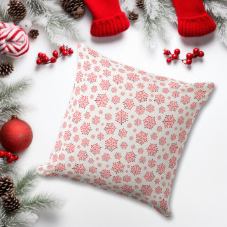 Coussin Red Snowflake Pattern