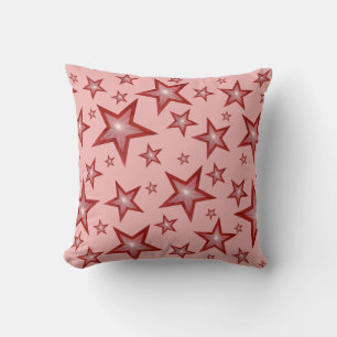 Coussin Red Stars 'Texte' carré rose pâle