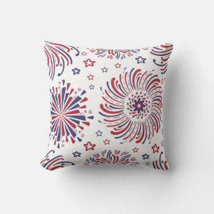 Coussin Red White and Blue Stars et Fireworks