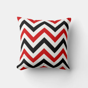 Coussin Red, white, Black Large Chevron Zig Zag